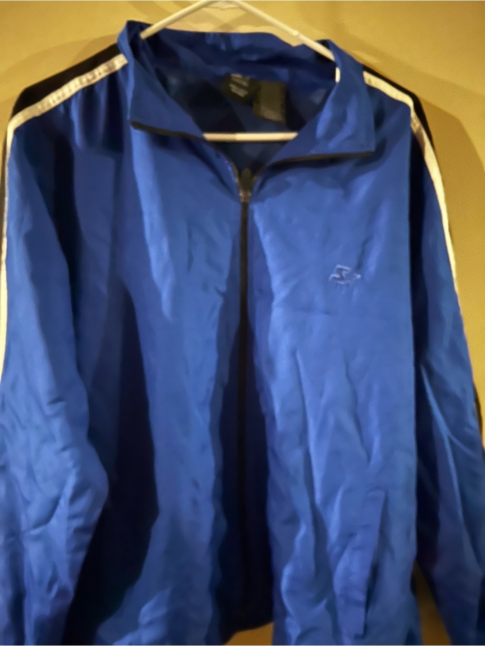 Men's Blue Track Jacket - Lightweight Zip-Up starter large